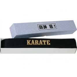 Hayashi černý saténový pásek s výšivkou Karate černá 260